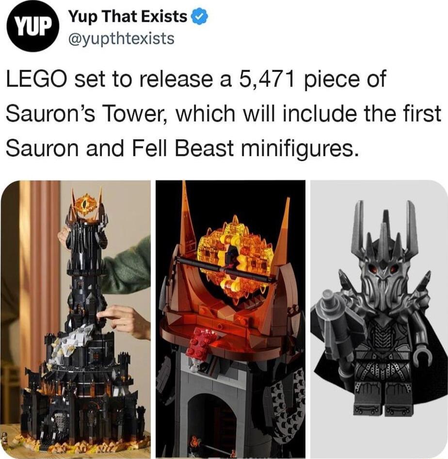 Yup That Exists yupthtexists LEGO set to release a 5471 piece of Saurons Tower which will include the first Sauron and Fell Beast minifigures