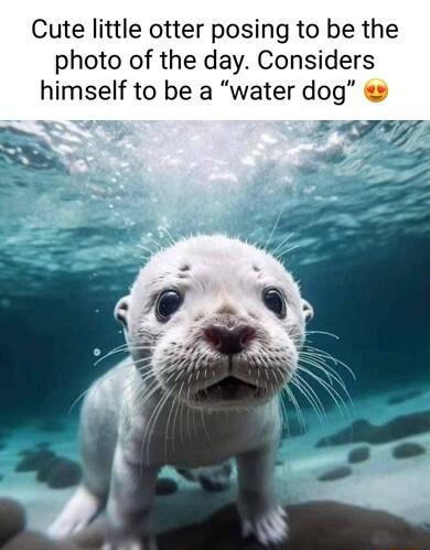 Cute little otter posing to be the photo of the day Considers himself to be a water dog