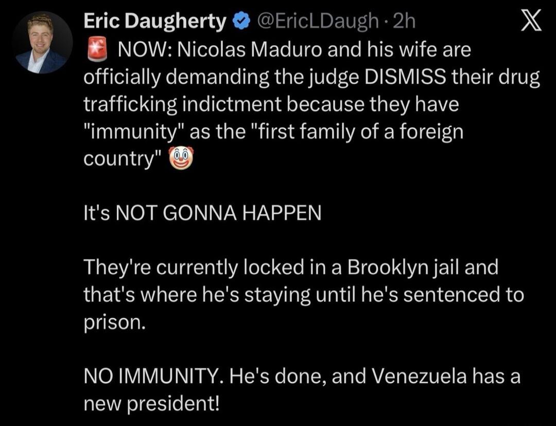 NOW: Nicolas Maduro and his wife are officially demanding the judge DISMISS their drug trafficking indictment because they have 