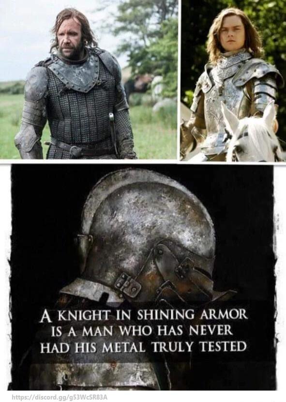 A KNIGHT IN SHINING ARMOR 1S A MAN WHO HAS NEVER HAD HIS METAL TRULY TESTED e o