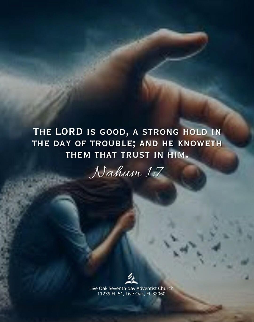 THE LORD IS GOOD, A STRONG HOLD IN THE DAY OF TROUBLE; AND HE KNOWETH THEM THAT TRUST IN HIM. Nahum 1:7
Live Oak Seventh-day Adventist Church
Live Oak, FL 32060