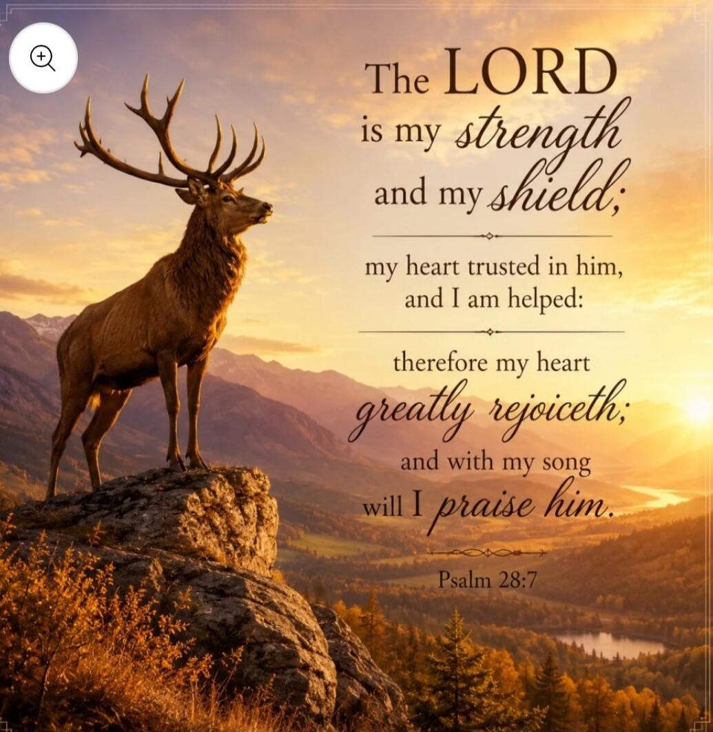 The LORD is my strength and my shield; my heart trusted in him, and I am helped: therefore my heart greatly rejoiceth; and with my song will I praise him. Psalm 28:7