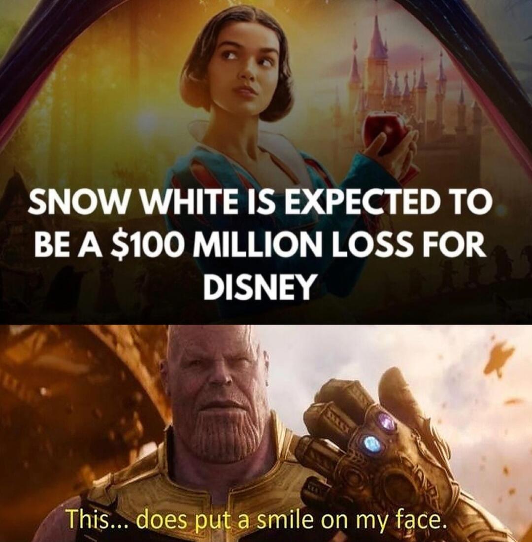 s AL Y SNOW WHITE IS EXPECTED TO BE A 100 MILLION LOSS FOR DISNEY This does put asmile on my face BN