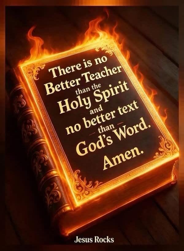 There is no Better Teacher than the Holy Spirit and no better text than God's Word. Amen. Jesus Rocks