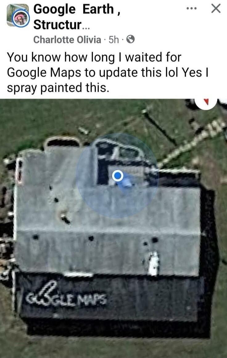 You know how long I waited for Google Maps to update this lol Yes I spray painted this.