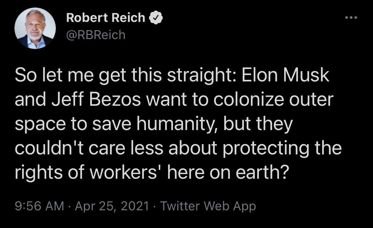 PR QINIRE o So let me get this straight Elon Musk 101e INLYH M 2TV Ao 1AW To i o N etol oa VANolU 14 space to save humanity but they couldnt care less about protecting the rights of workers here on earth CRSTOIWALLY IEWAY o g4 S T2A 024 O RV y T VALY o WY o o