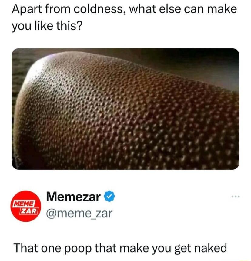 Apart from coldness what else can make you like this Memezar meme_zar That one poop that make you get naked