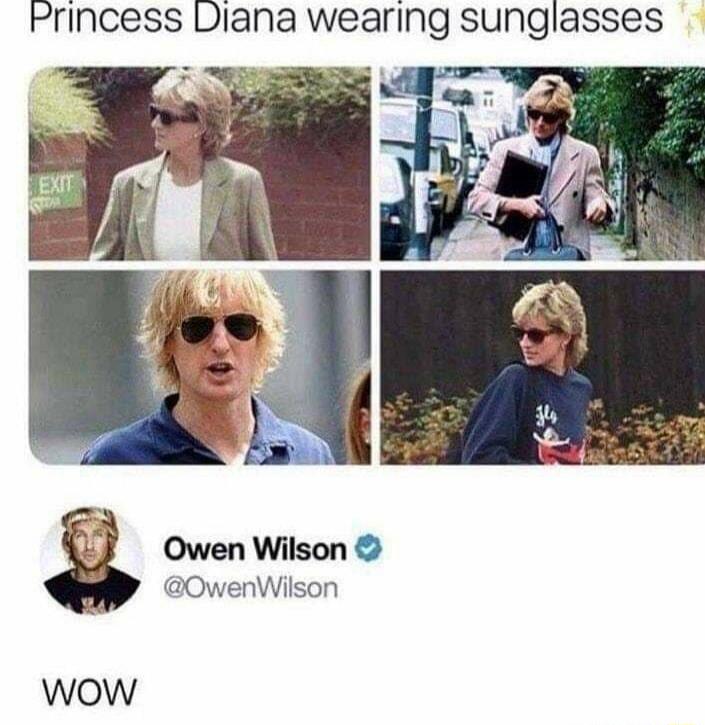 Princess Diana wearing sunglasses EXIT Owen Wilson @OwenWilson WOW