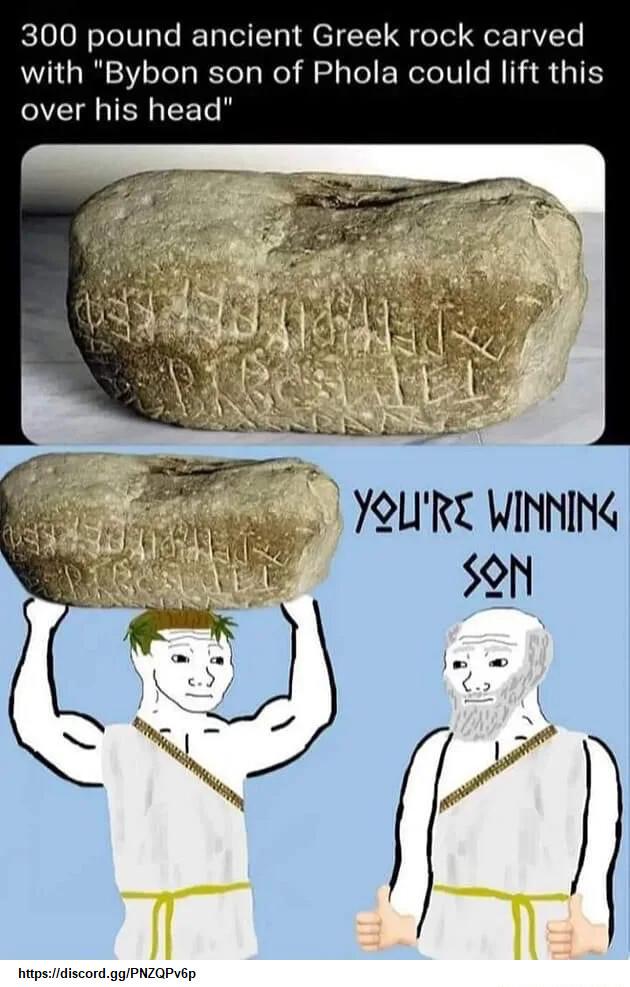 300 pound ancient Greek rock carved with Bybon son of Phola could lift this EIGIEN EET ipsid PNZGPYED