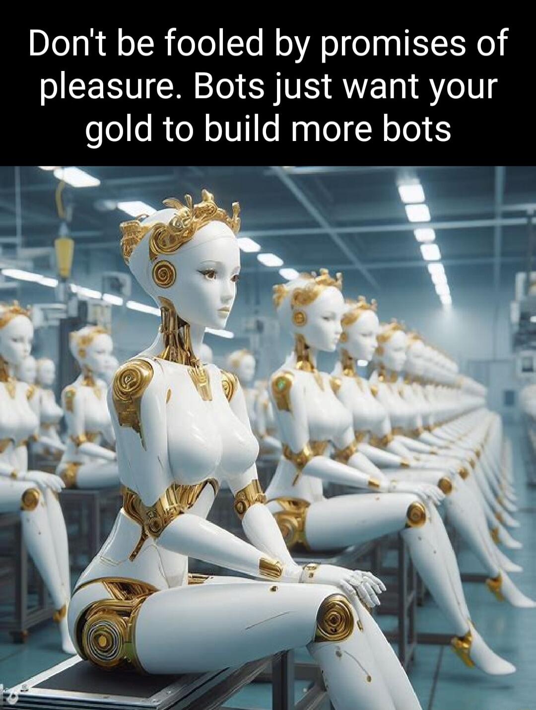 Dont be fooled by promises of pleasure Bots just want your gold to build more bots