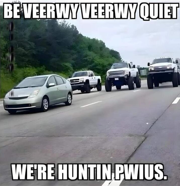 BE VEE RY VEE RY QUIET WE'RE HUNTIN PWIUS.