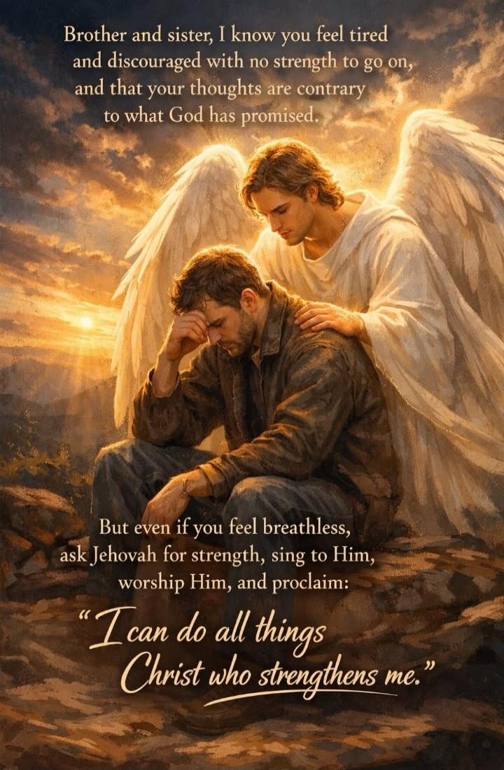 Brother and sister, I know you feel tired and discouraged with no strength to go on, and that your thoughts are contrary to what God has promised. But even if you feel breathless, ask Jehovah for strength, sing to Him, worship Him, and proclaim: 