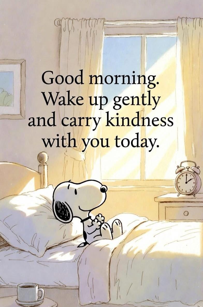 Good morning. Wake up gently and carry kindness with you today.