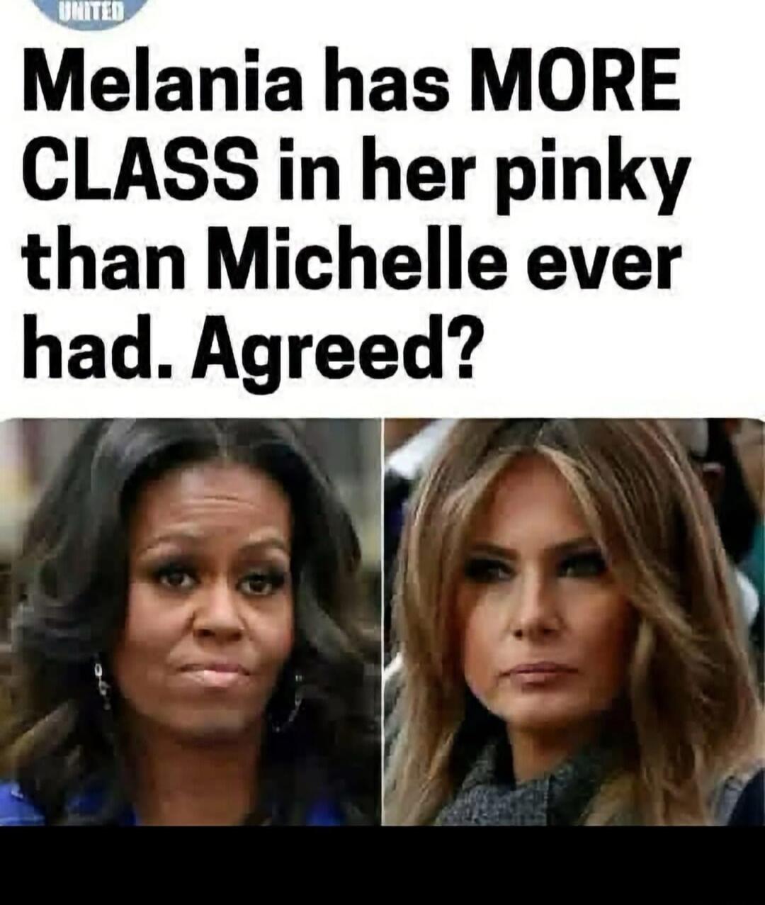 Melania has MORE CLASS in her pinky than Michelle ever had. Agreed?