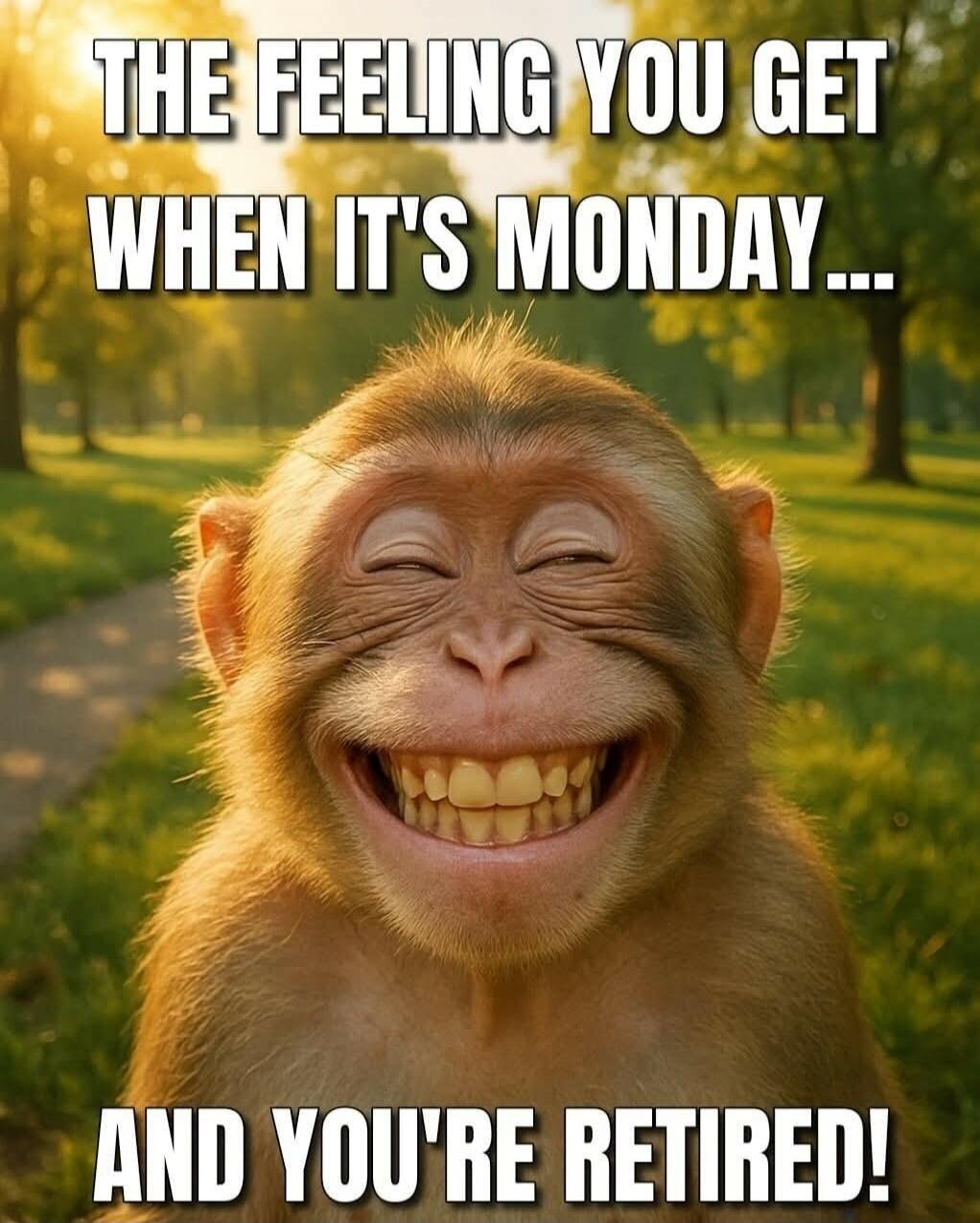 THE FEELING YOU GET WHEN IT'S MONDAY... AND YOU'RE RETIRED!