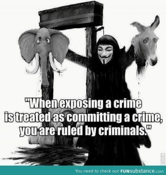 When exposing a crime is treated as committing a crime, you are ruled by criminals.