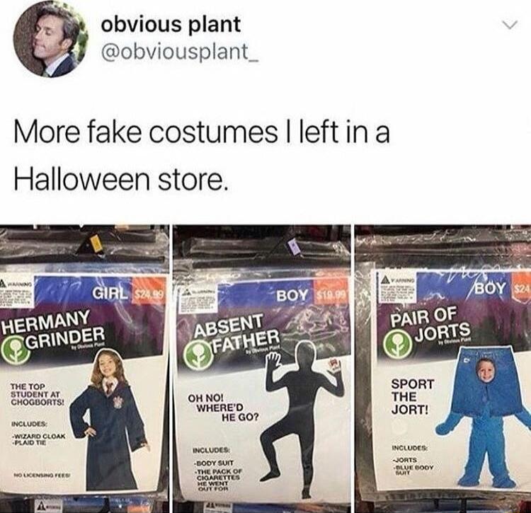 obvious plant obviousplant_ More fake costumes leftin a Halloween store