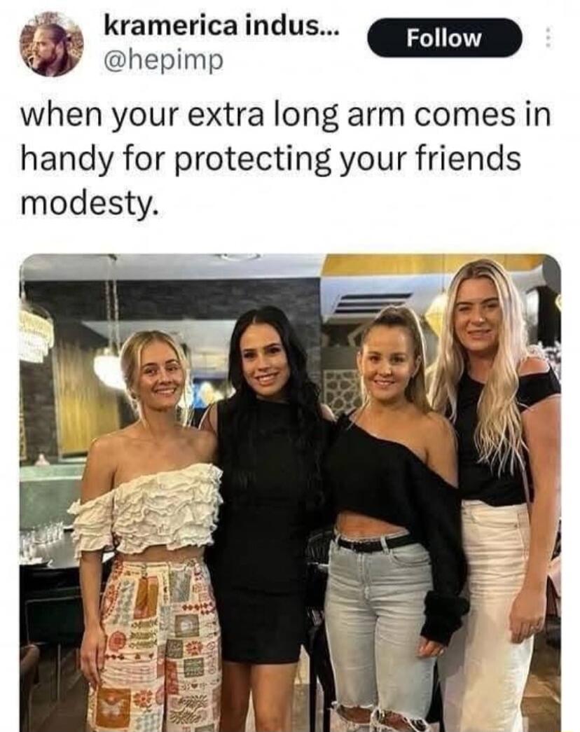 3 kramerica indus kS hepimp when your extra long arm comes in handy for protecting your friends modesty