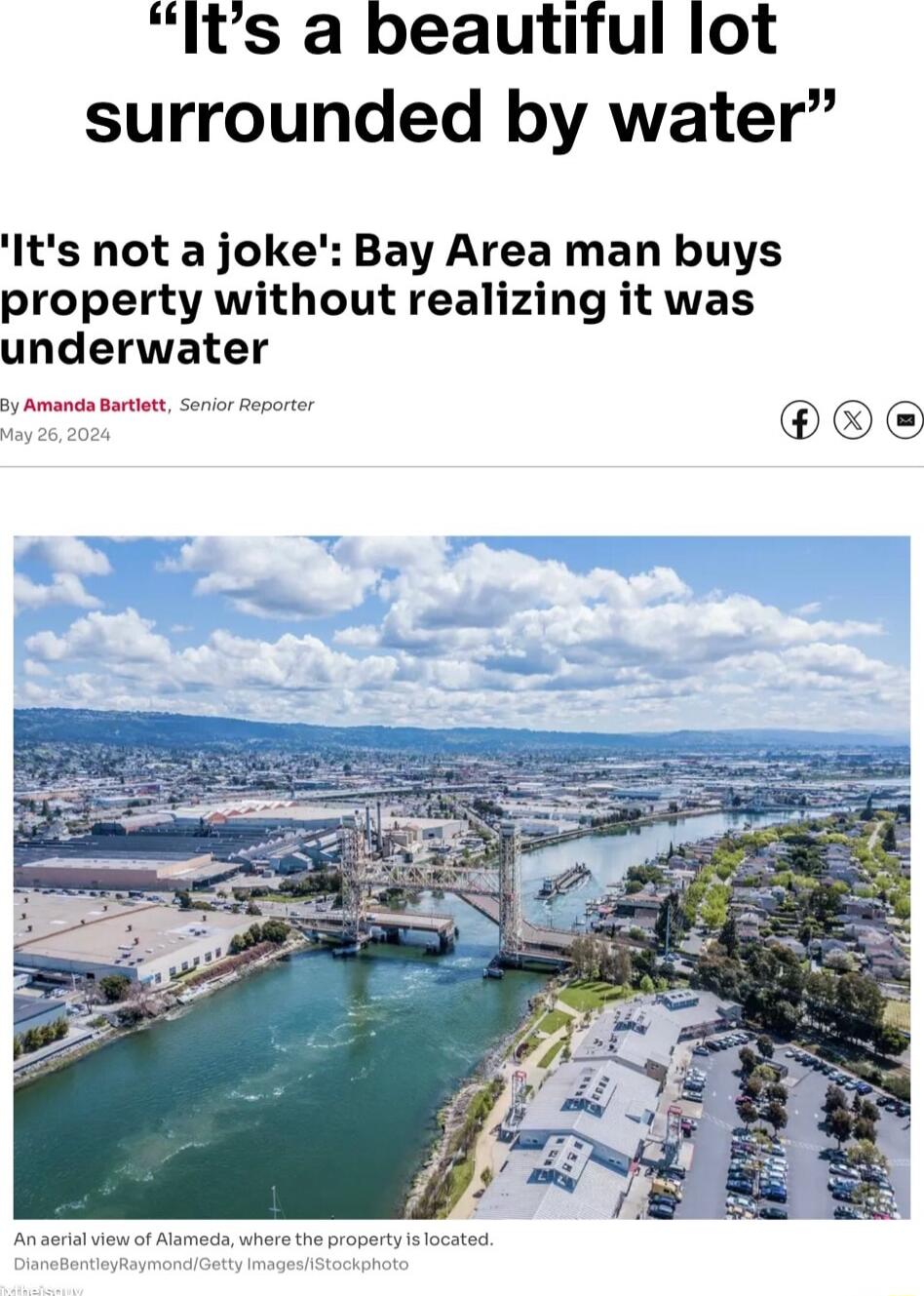 Its a beautiful lot surrounded by water Its not a joke Bay Area man buys property without realizing it was underwater e P06