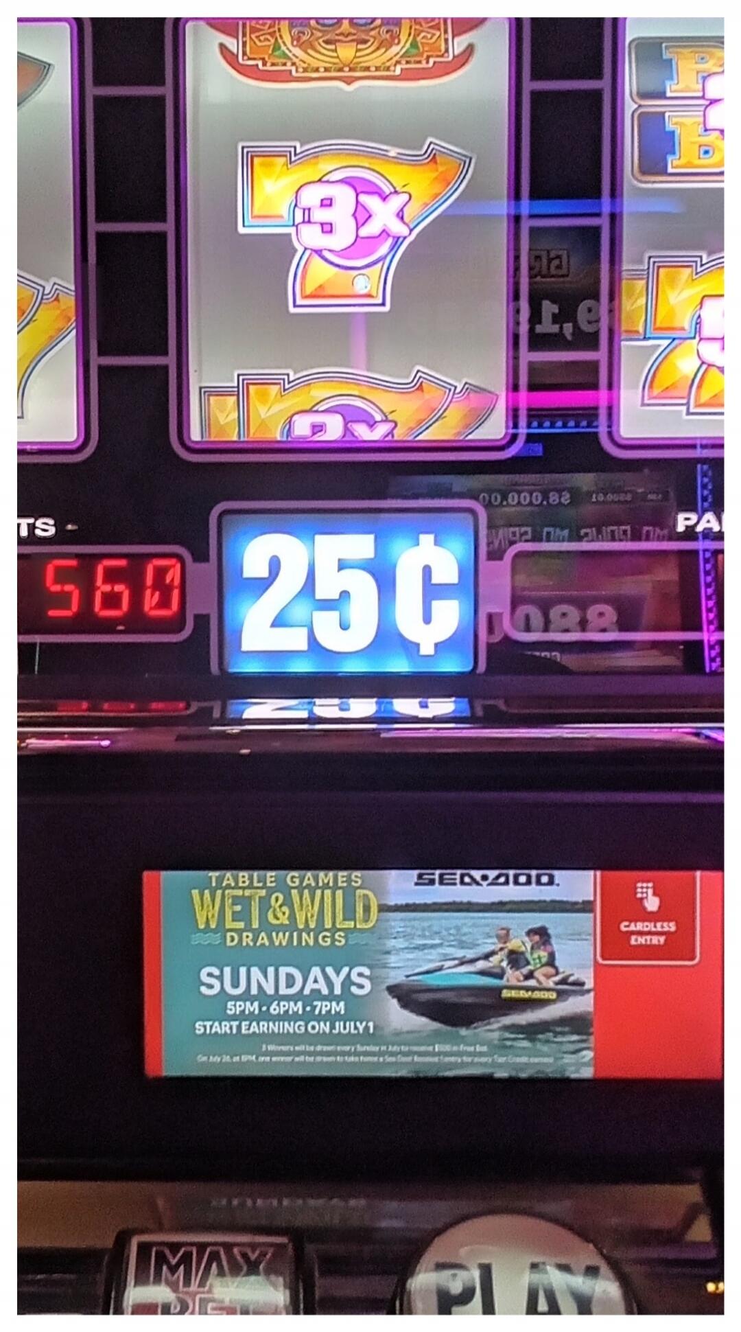 3x, 25 cents, Table Games Wet & Wild Drawings, Sundays 5pm-6pm-7pm, Start earning on July 1, Cardless Entry, Max Bet, Play
