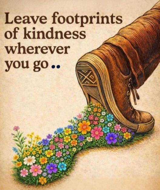 Leave footprints of kindness wherever you go ..