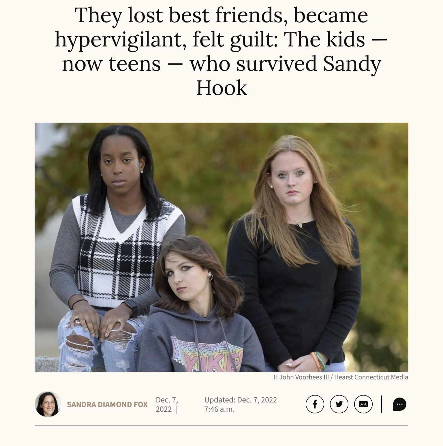 They lost best friends became hypervigilant felt guilt The kids now teens who survived Sandy Hook