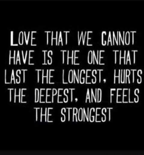 LOVE THAT WE CANNOT HAVE IS THE ONE THAT LAST THE LONGEST, HURTS THE DEEPEST, AND FEELS THE STRONGEST