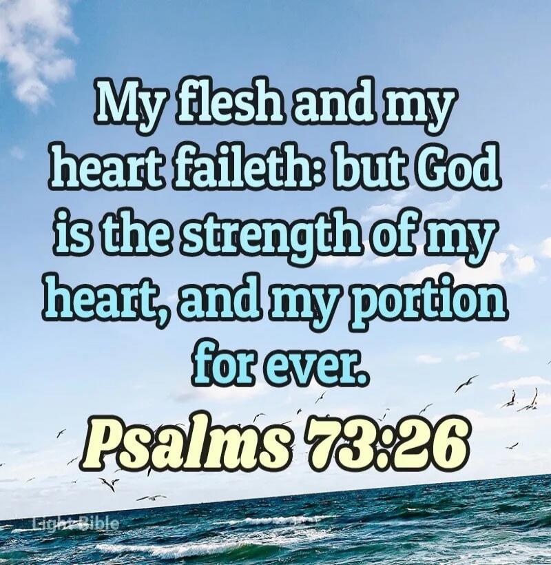 My flesh and my heart faileth: but God is the strength of my heart, and my portion for ever. Psalms 73:26