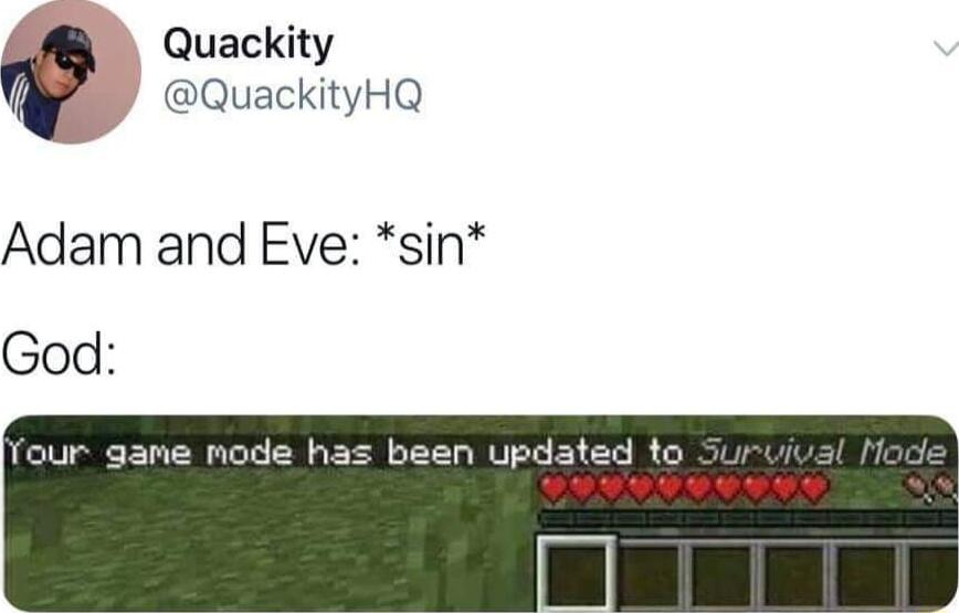 Quackity QuackityHQ Adam and Eve sin God