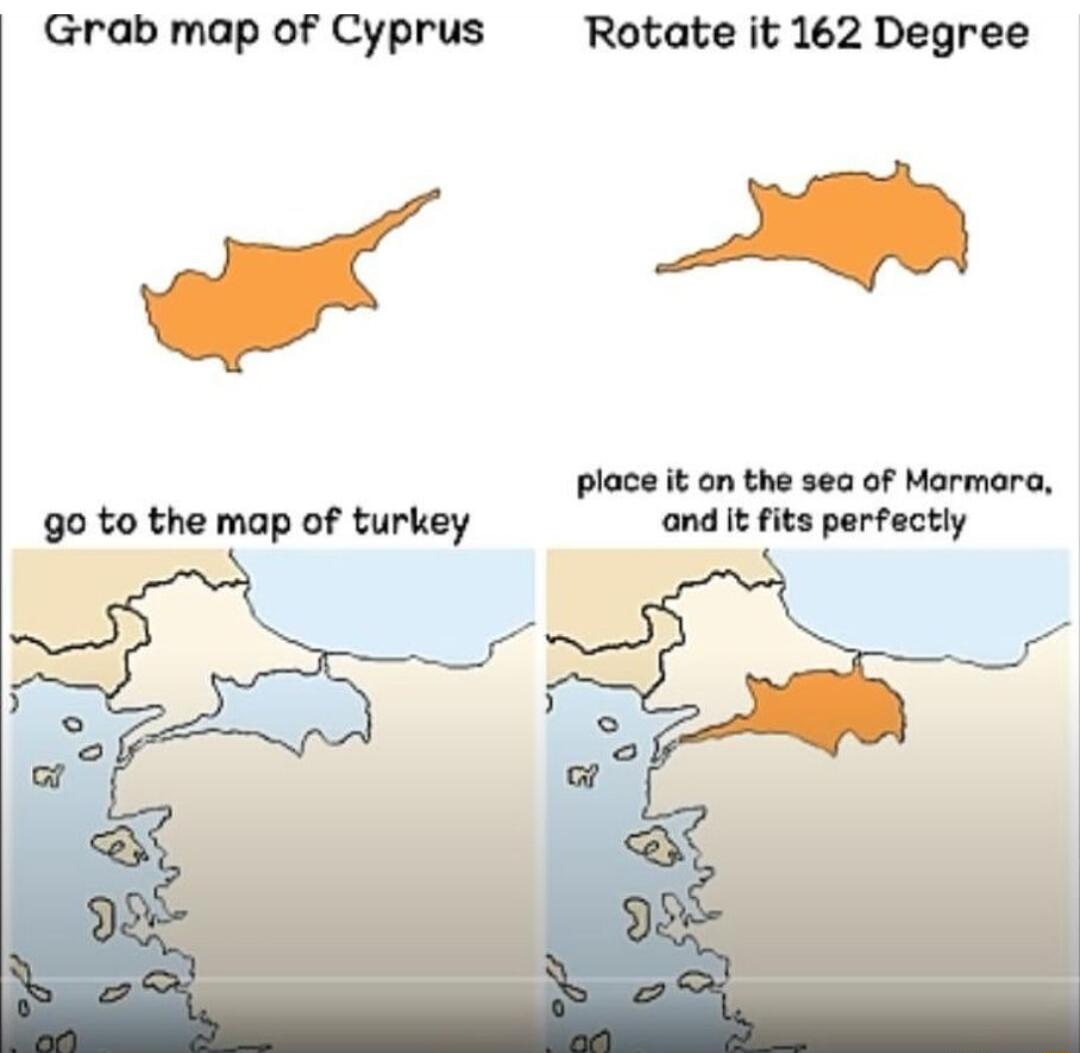Grab map of Cyprus Rotate it 162 Degree
