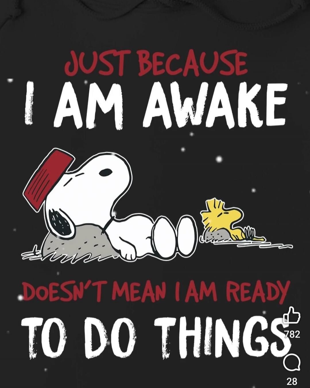 JUST BECAUSE I AM AWAKE
DOESN'T MEAN I AM READY
TO DO THINGS
