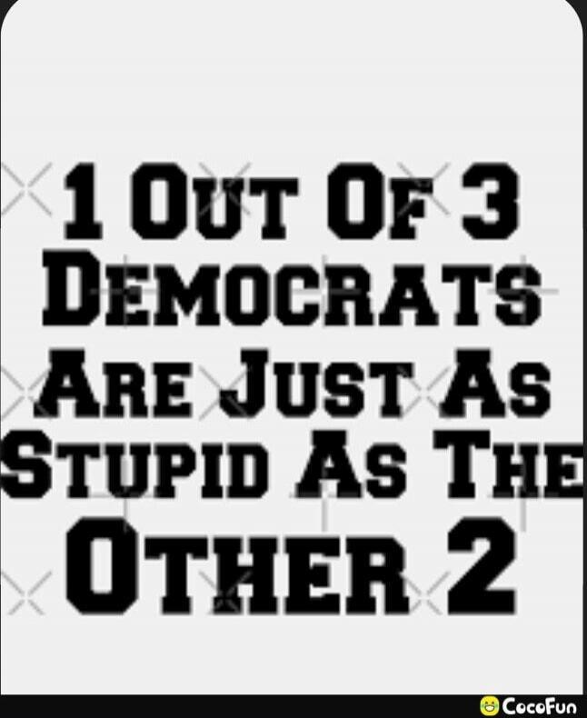 1 OUT OF 3 DEMOCRATS ARE JUST AS STUPID AS THE OTHER 2