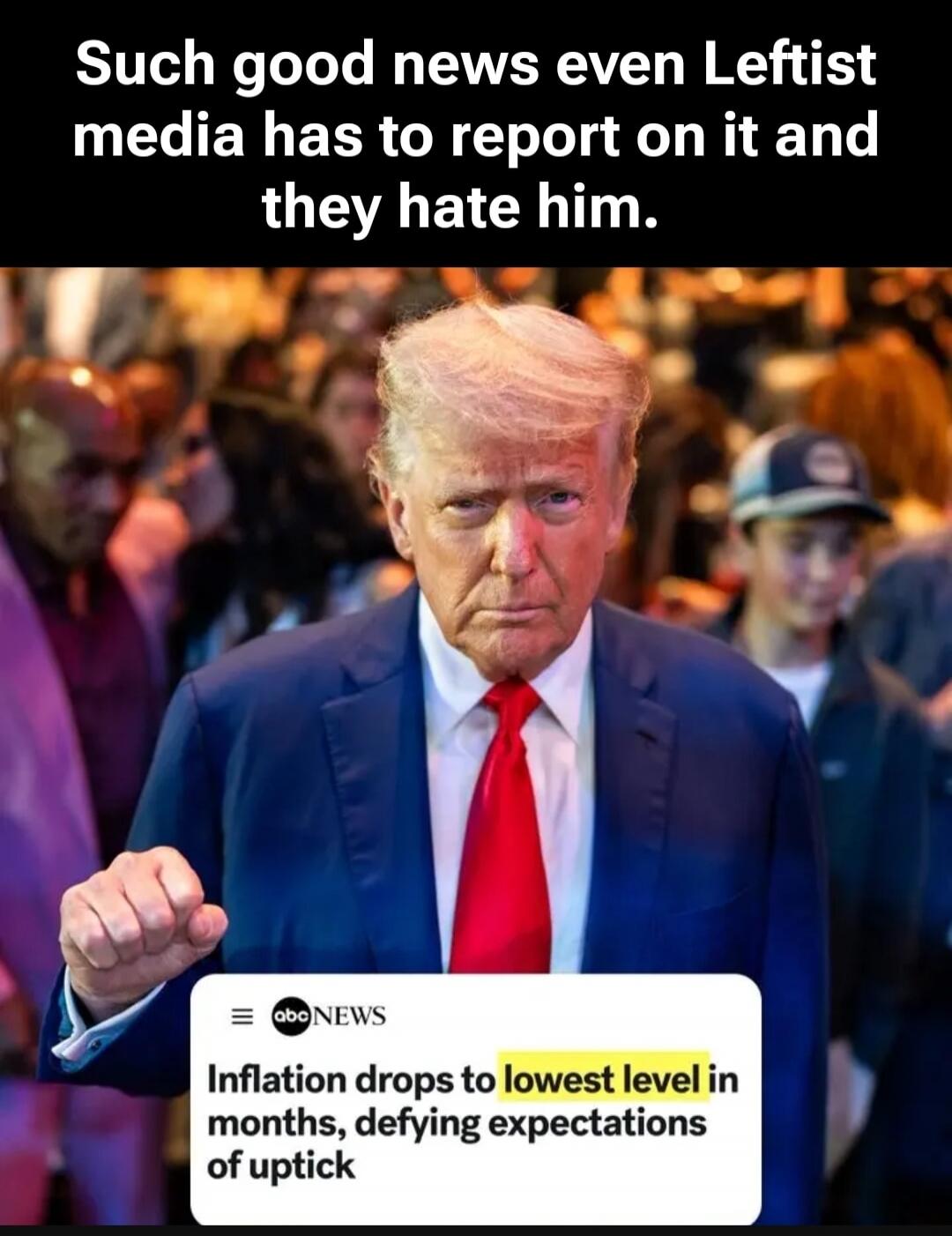 Such good news even Leftist media has to report on it and they hate him.
Inflation drops to lowest level in months, defying expectations of uptick