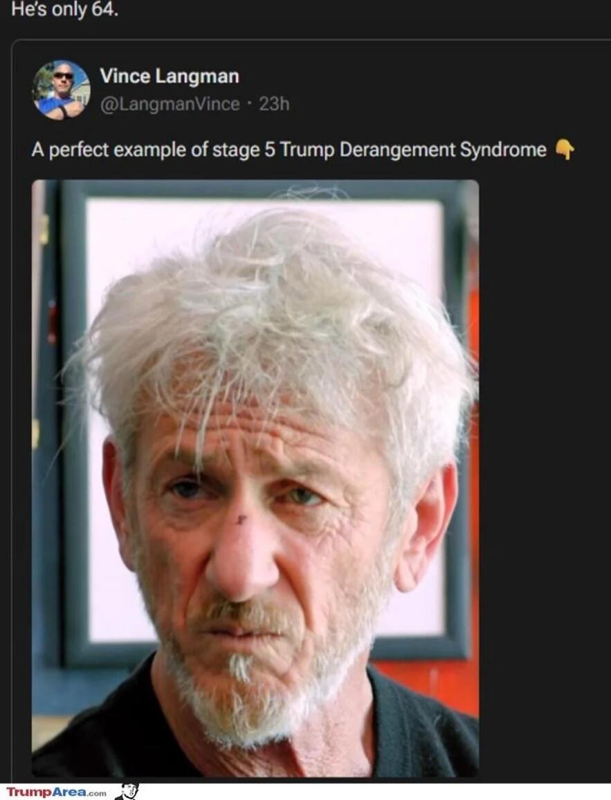 Vince Langman @LangmanVince · 23h A perfect example of stage 5 Trump Derangement Syndrome 👇