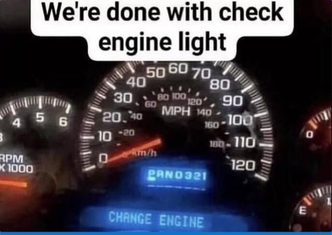 Were done with check englne Ilght
