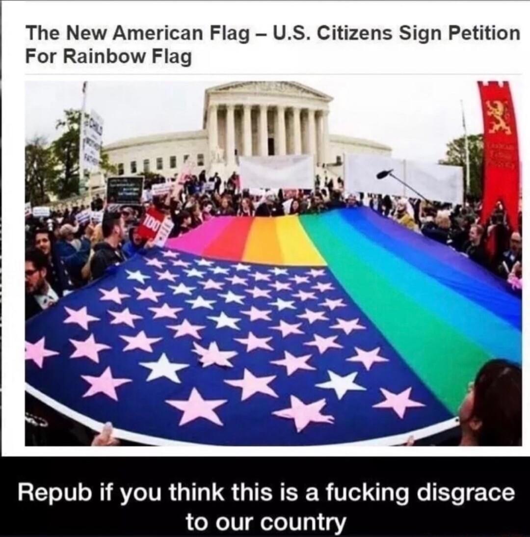 The New American Flag US Citizens Sign Petition For Rainbow Flag Repub if you a fucking disgrace to our cou