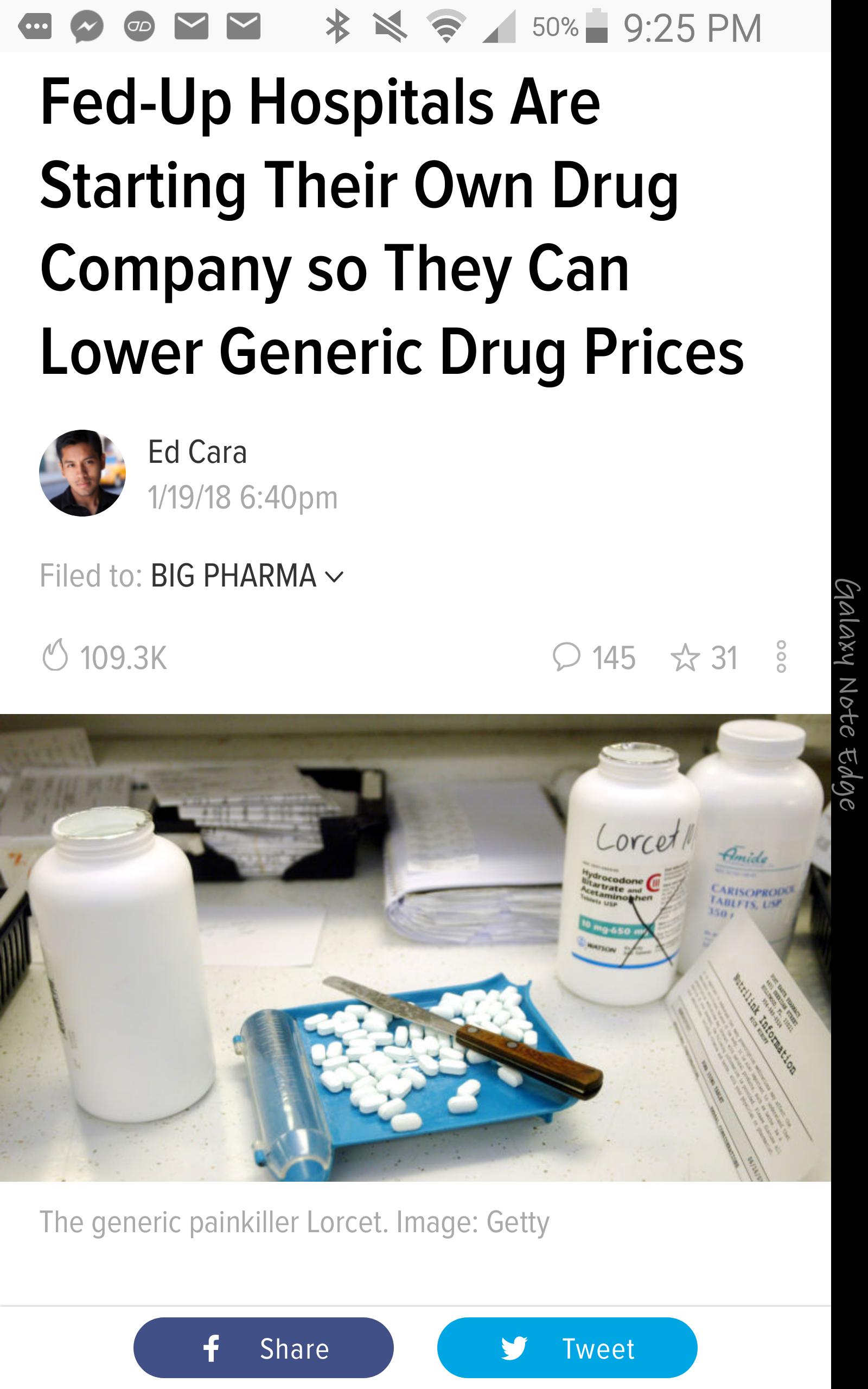 AOONENE RPN T 450m 925PM Fed Up Hospitals Are Starting Their Own Drug Company so They Can Lower Generic Drug Prices Ed Cara BIG PHARMA v