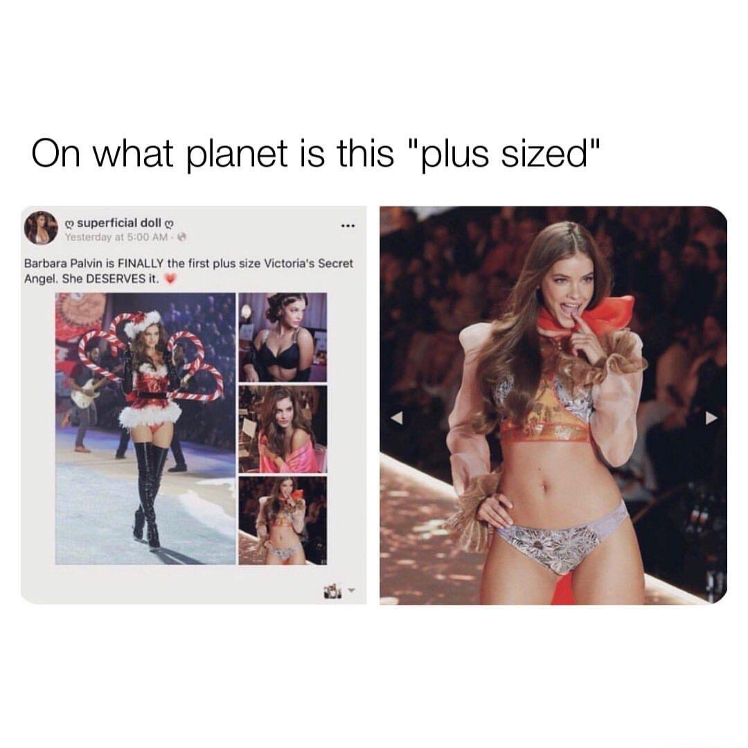 On what planet is this plus sized 6 superficial doll Barbara Palvin is FINALLY the first plus size Victorias Secret Angel She DESERVES it