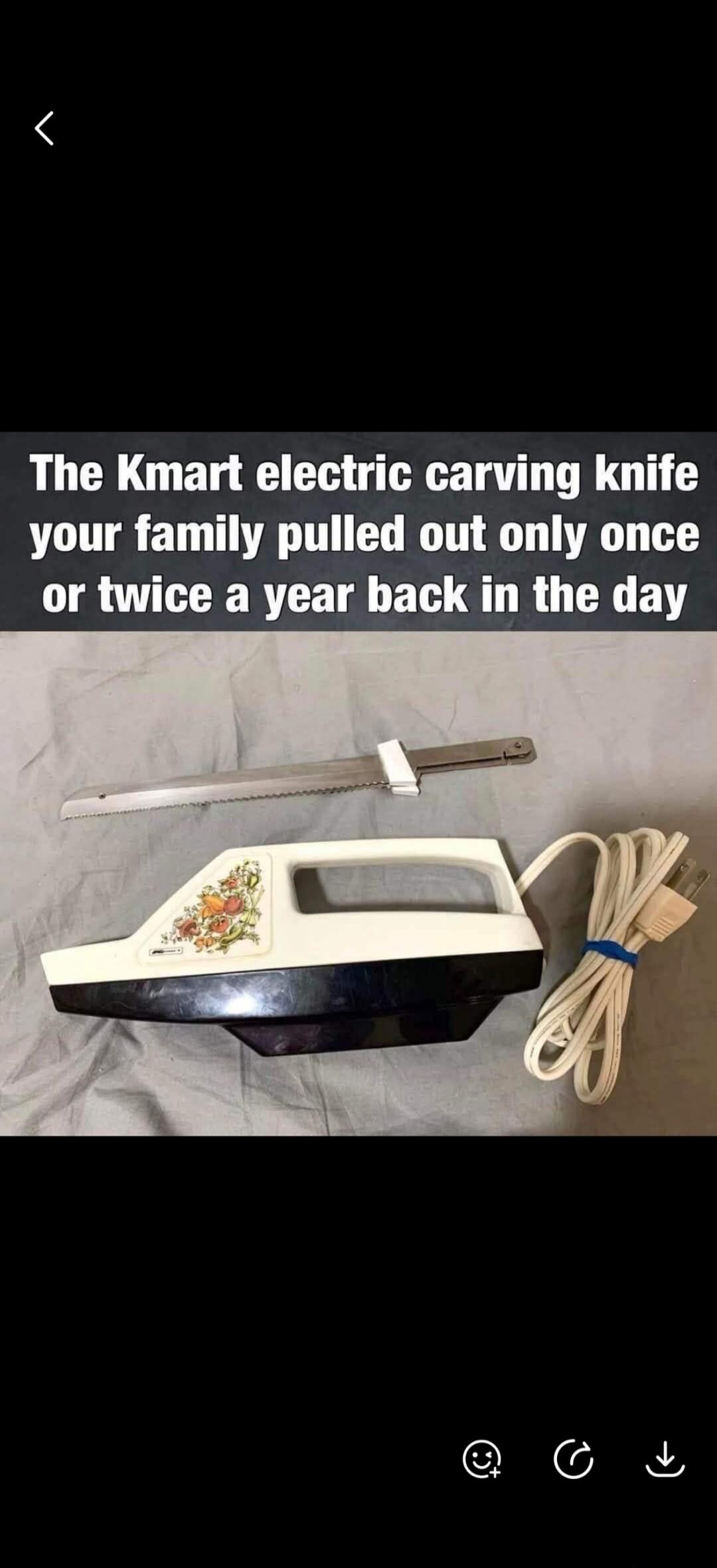 The Kmart electric carving knife your family pulled out only once or twice a year back in the day