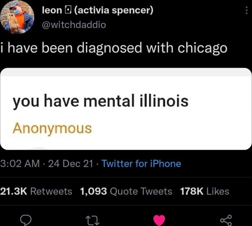 A leon activia spencer o REVCR LT Ne EYaTeXTe RNYN Wel pleZT1e you have mental illinois Anonymous 1 Twitter for iPhone 213K Re 1093 f ts 178K Lik