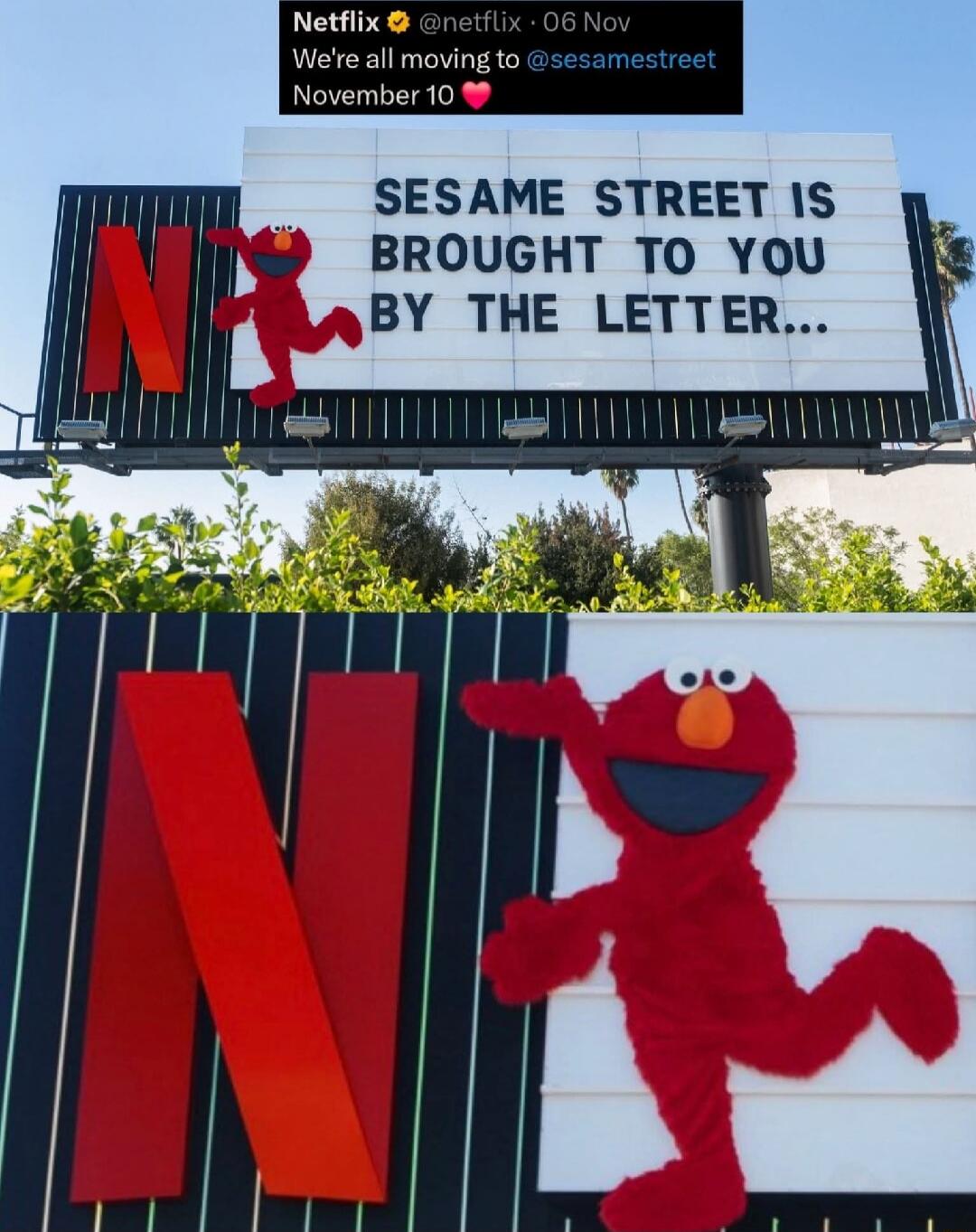 Netflix @netflix · 06 Nov We're all moving to @sesamestreet November 10 💗
SESAME STREET IS BROUGHT TO YOU BY THE LETTER...