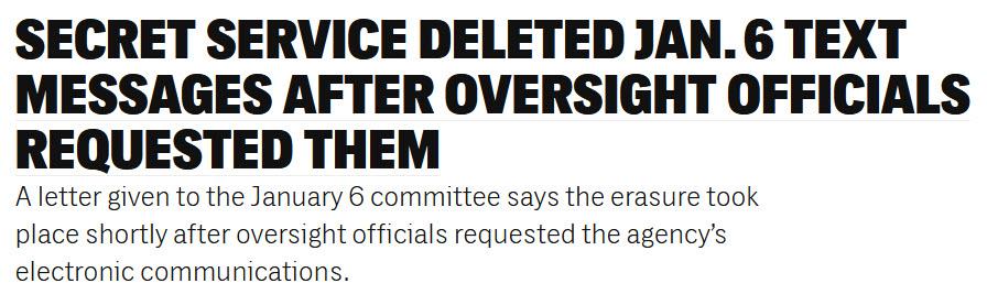 SECRET SERVICE DELETED JAN 6 TEXT MESSAGES AFTER OVERSIGHT OFFICIALS REQUESTEI IIIEM