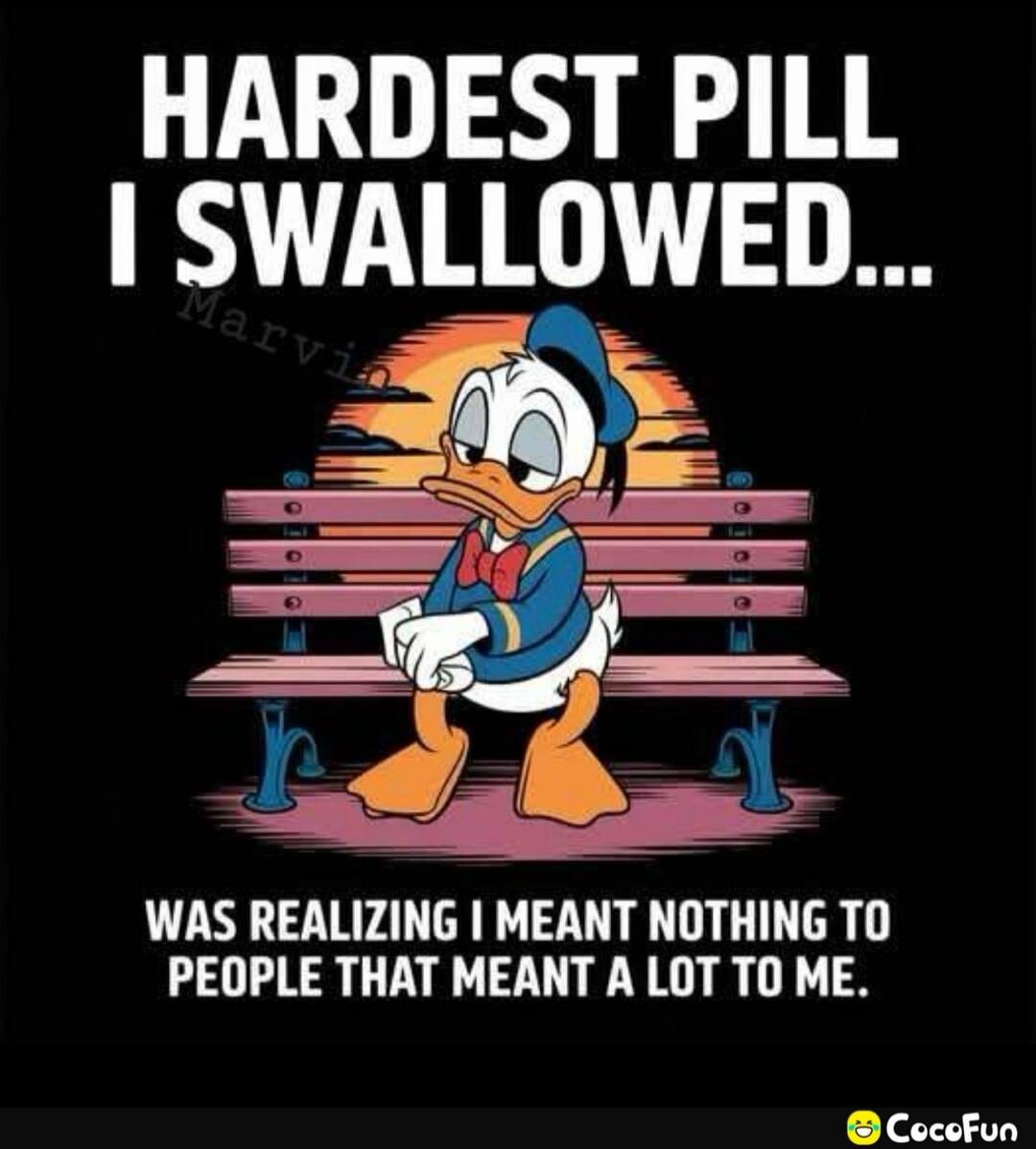 HARDEST PILL I SWALLOWED... WAS REALIZING I MEANT NOTHING TO PEOPLE THAT MEANT A LOT TO ME.