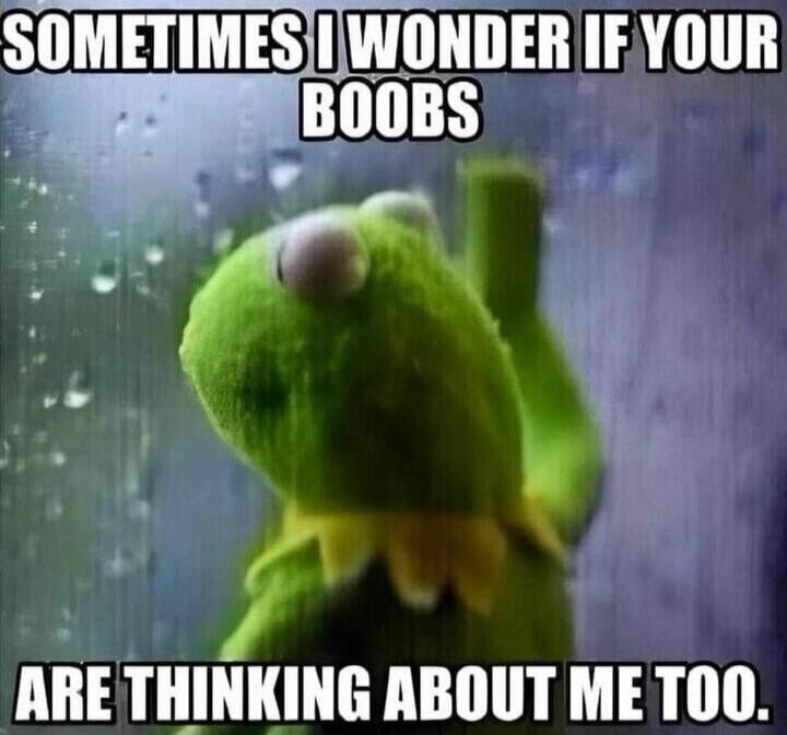 SOMETIMES I WONDER IF YOUR BOOBS ARE THINKING ABOUT ME TOO.