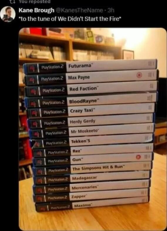 Futurama, Max Payne, Red Faction, BloodRayne, Crazy Taxi, Herdy Gerdy, Mr Mosquito, Tekken 5, Rez, Gun, The Simpsons Hit & Run, Madagascar, Mercenaries, Zapper, Maximo