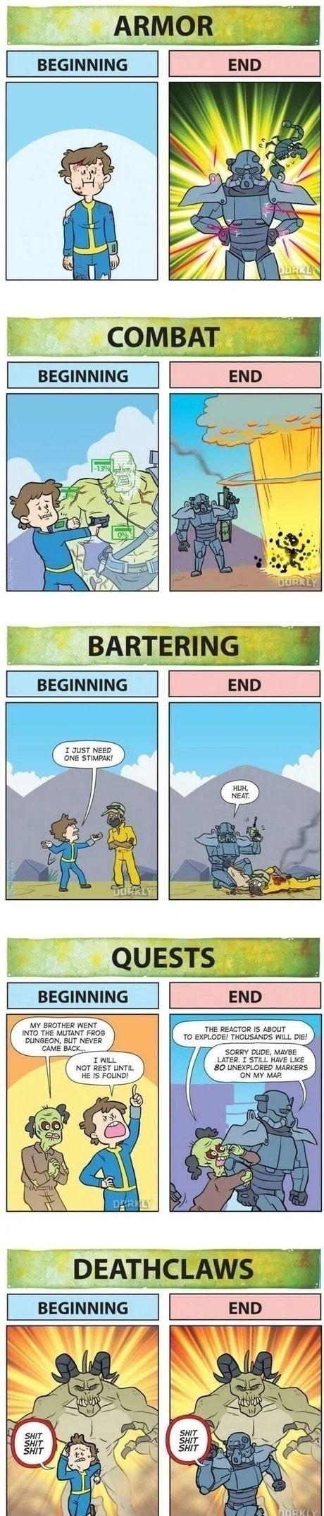 comBaT __H BEGINNING BARTERING 1 BEGINNING END Quests 8 BEGINNING DEATHCLAWS 8 BEGINNING