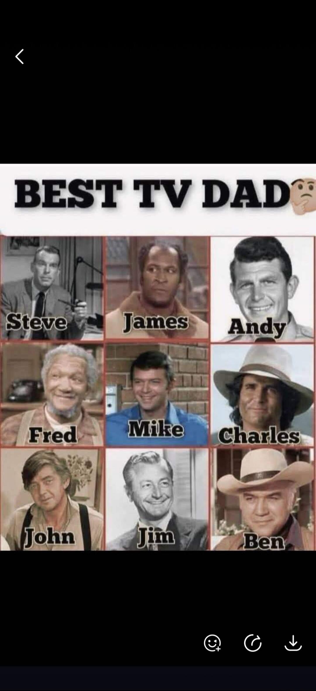 BEST TV DAD Steve James Andy Fred Mike Charles John Jim Ben