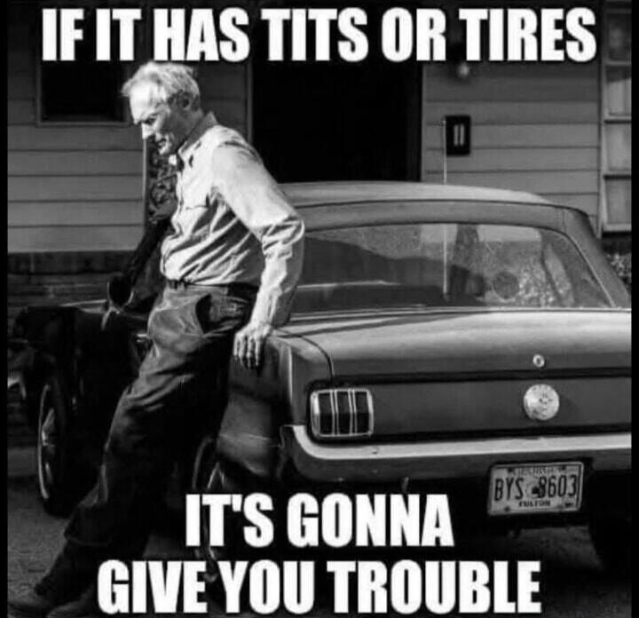 IF IT HAS TITS OR TIRES IT'S GONNA GIVE YOU TROUBLE