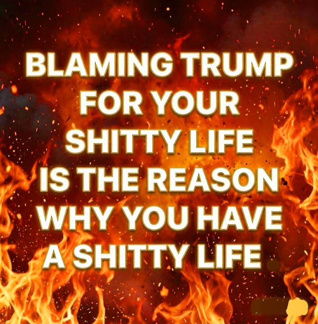 BLAMING TRUMP FOR YOUR SHITTY LIFE IS THE REASON WHY YOU HAVE A SHITTY LIFE