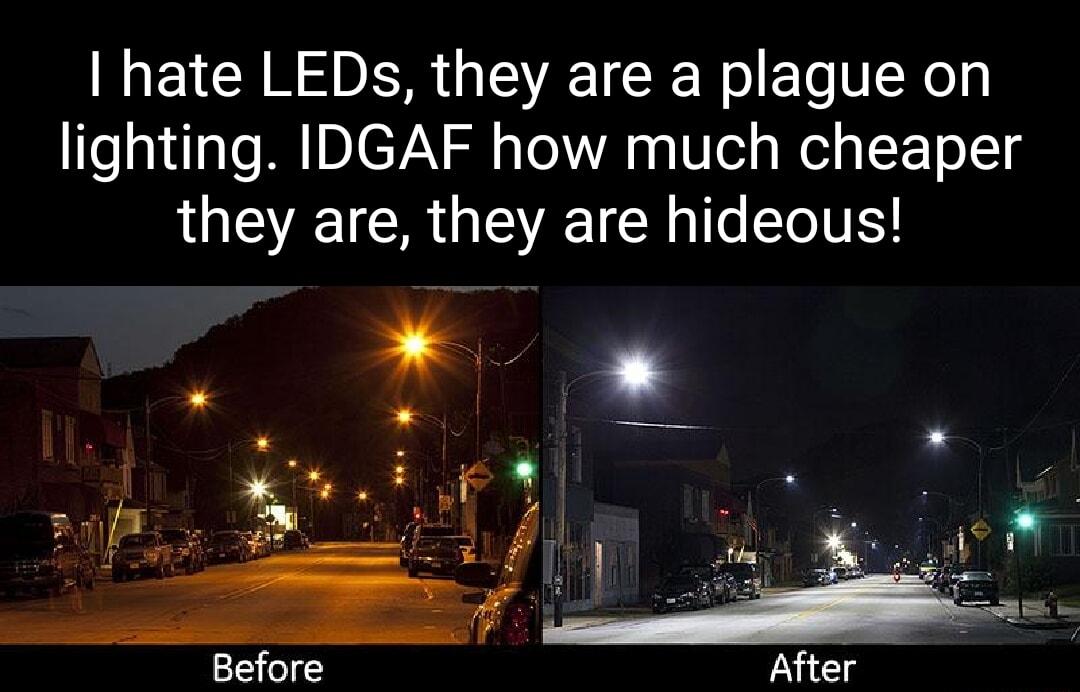 hate LEDs they are a plague on lighting IDGAF how much cheaper they are they are hideous